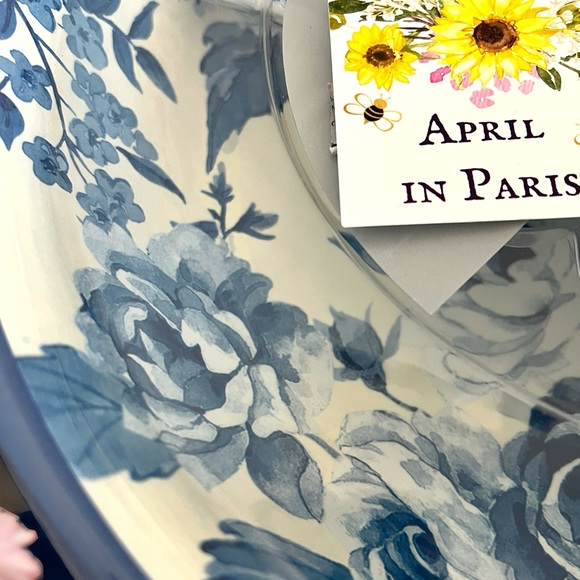 Shabby Chic Salad Pasta Bowl with Serving Utensils 3-Pc Set - Picture 3 of 4